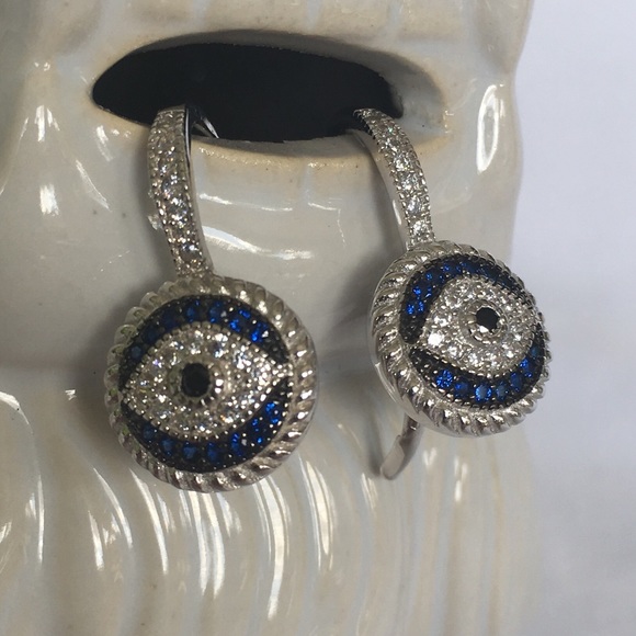 NWT!  Sterling silver evil eye earrings - Picture 7 of 7